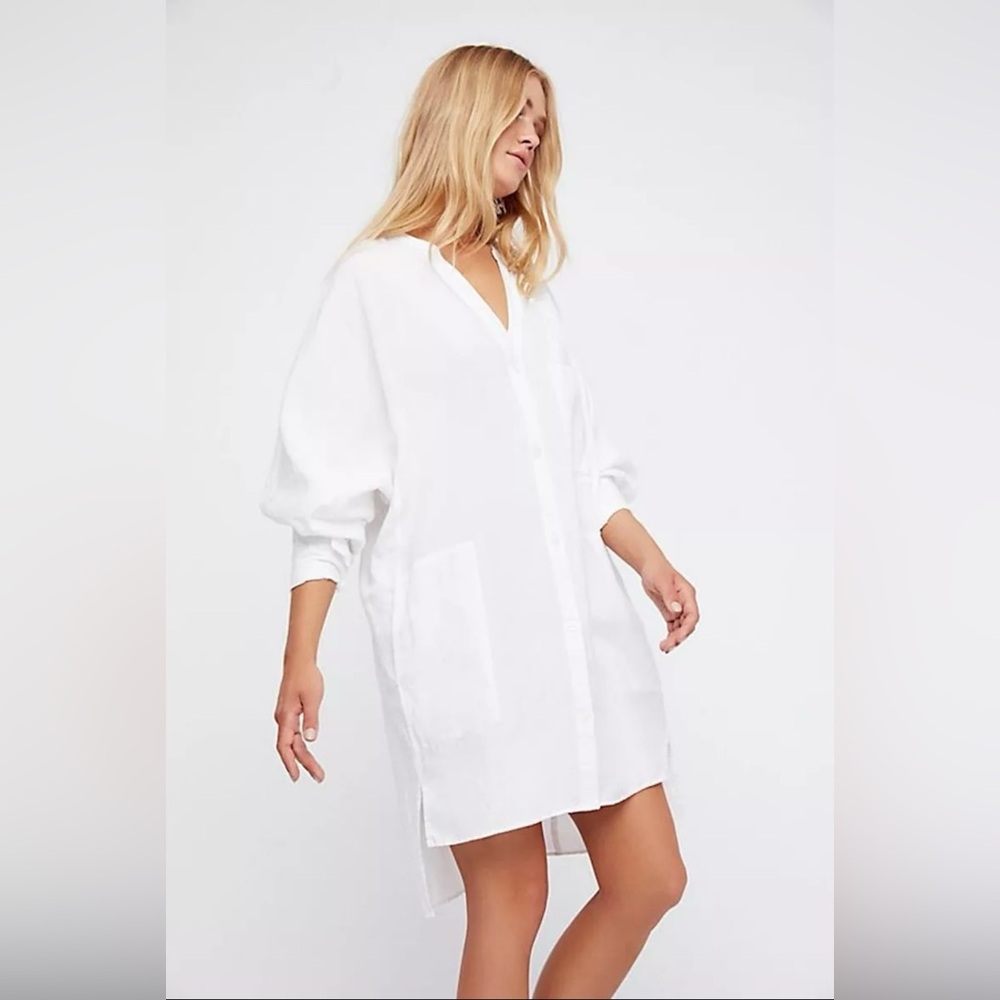 Free People Shelagh Long Sleeve Tunic Top White Size XS